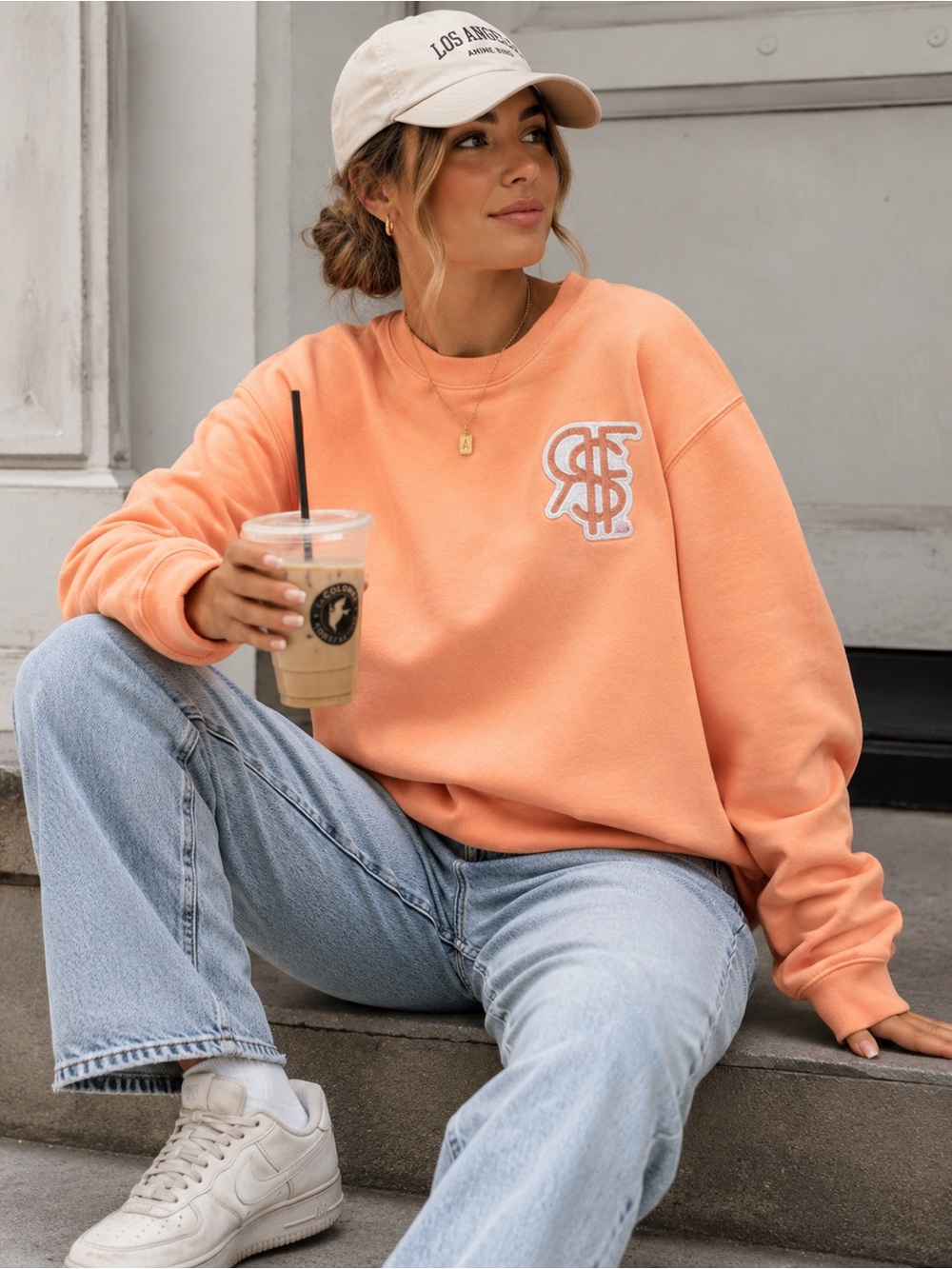 Rich Figga Peach Sherbet Crewneck Sweatshirt Large Made In USA Unisex Streetwear